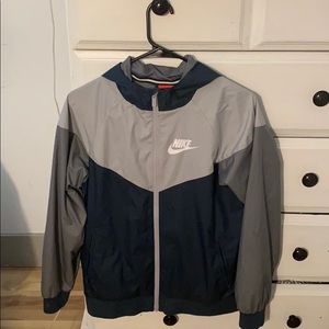 Gray and Blue Nike Windbreaker
